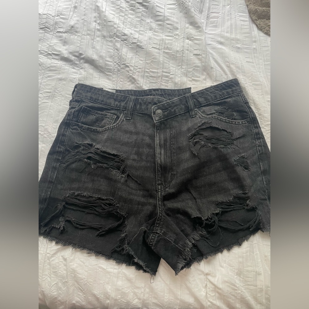 Black ripped Jean shorts